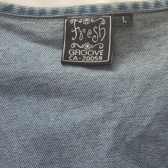 Vintage 90s Embroidered Birdhouse Denim Vest Cottagecore L - Picture 7 of 10